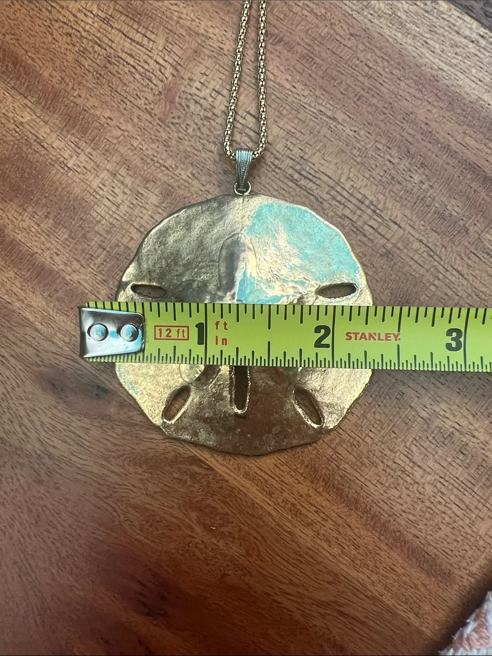 Gold-Dipped Sand Dollar Pendant - vintage